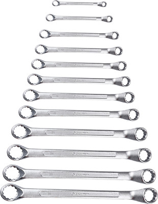 EASTMAN E-2007_KIT-07-120SD BI-Hexagonal Ring Spanner Shallow Offset, CRV Double Sided Box End Wrench(Pack of 12)
