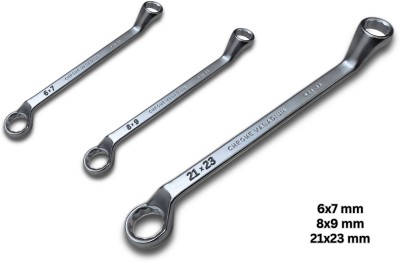 4NEX 6x7_8x9_21x23,Deep Offset Spanner Chrome Vanadium Steel Heavy Duty, Professional Quality Double Sided Combination Wrench(Pack of 3)