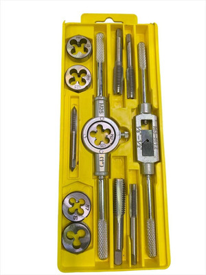 Toolihub 12Pcs Tap & Die Set Hss Threading Tool Metric Sizes Tap & Dies With Tap Single Sided T Type Wrench (Pack of 12) Single Sided Speciality(Pack of 12)
