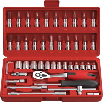 gemii 46pcs 1/4-Inch Socket Set Tool Ratchet Wrench tool Kit Household Socket Set(Pack of 1)