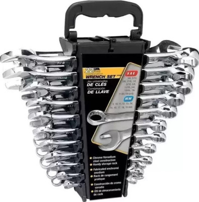 12 PCS Combination Wrench Set Double Sided Chrome Matte Finish Shallow Offset BI Ring Spanner Set Combination Wrench