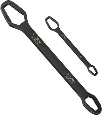 KAIDAA Universal Torx Wrench, Double-ended Adjustable Wrench Tool Key Set 2pcs All in One Universal Wrench Set Self-Tightening Adjustable,4-19mm & 10-24mm Double Sided Combination Wrench(Pack of 2)