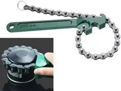 BALRAMA 9 inch Oil Chain Wrench Oil Fuel Filters Alloy Chain Spanner Hand Tool Oil Filter Chain Wrench Auto Tool Engine Double Sided Specialty Single Sided Speciality(Pack of 1)