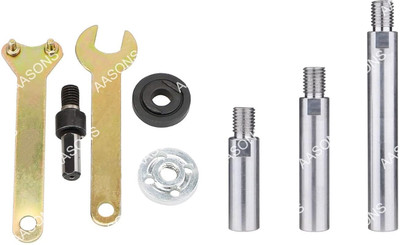 AASONS 3 Rod & Drill Adaptor M10 Extension For Angle Grinder Converter AASONS Drill machine to grinder converter Double Sided Combination Wrench(Pack of 8)