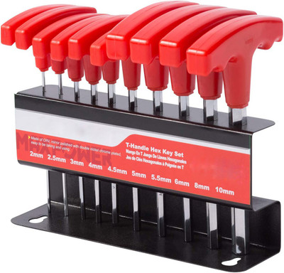 uptodateprouducts 10pc T-Handle Hex Key Set - Metric 2-10mm Allen Wrench Set with stand Set with comfortable grip on a stand Single Sided T Type Wrench(Pack of 1)