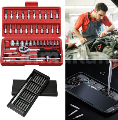 PelBart Ideal for Phones, Laptops, Toys & Electronics Multipurpose 24 and 46 in 1 Screwdriver Set Combo for Mobile Laptop DIY Use Single Sided Box End Wrench(Pack of 1)