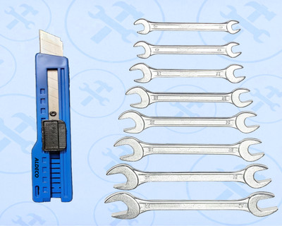 Aldeco 8-Piece Combination Spanner Set with Blade Cutter, Durable Chrome Steel Tools Double Sided Combination Wrench(Pack of 2)