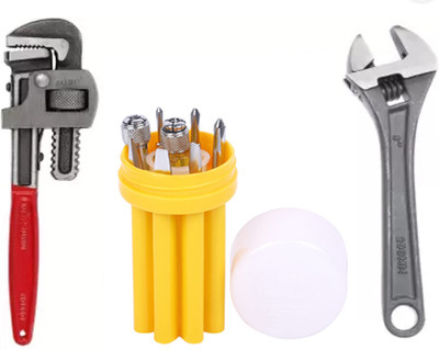 Exotic Arcade Combo of 10 Inch Pipe Wrench + 8 Inch Adjustable Wrench + Screwdriver Kit 9 Pcs || Best Quality Single Sided Pipe Wrench(Pack of 11) Exotic Arcade Combo of 10 Inch Pipe Wrench + 8 Inch Adjustable Wrench + Screwdriver Kit 9 Pcs || Best Quality Single Sided Pipe Wrench(Pack of 11)