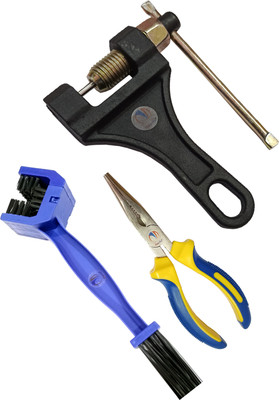 Mass Pro 3pc Set Chain Pin Remover Splitter With Nose Plier Side Cutter & Cleaning Brush Single Sided Speciality(Pack of 3)