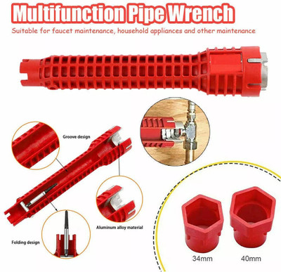 Dezi 8 In 1 Multi tool Faucet and Sink Installer Pipe Wrench 8 In 1 Multifunction Faucet and Sink Installer Tool Faucet Wrench Tool Double Sided Combination Wrench(Pack of 1)