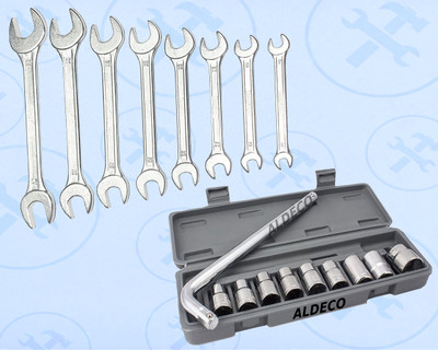 Aldeco 8PC Combination Spanner Set with 10PC Socket Set for Home & Garage Repairs Double Sided Combination Wrench(Pack of 2)