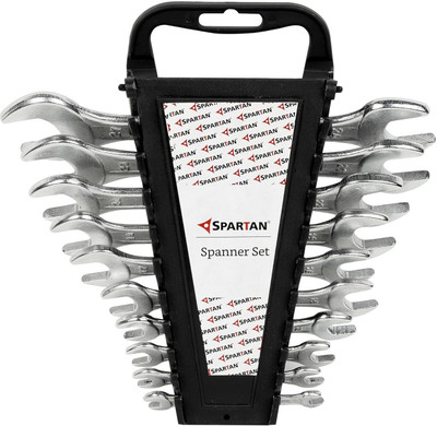Spartan SPA_OpenSPANpk10 Carbon Steel Double Ended Open Jaw Spanner Set (Silver, Pack of 10) Double Sided Open End Wrench(Pack of 1)