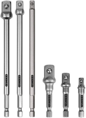 AASONS Impact Socket Adapter Set 6 Pcs For Tight Spaces Power Bit Holder 1/4” 3/8” 1/2” 50-150mm Extension Rod Nut Setter Attachment Single Sided Socket Wrench(Pack of 6)