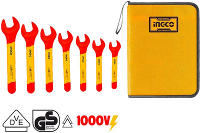 INGCO 7pcs Insulated Open End Spanner Wrench Set 1000V Single Sided Open End Wrench(Pack of 7)