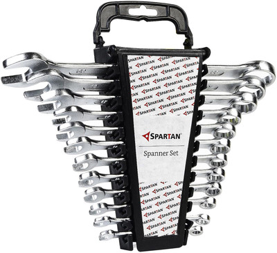 Spartan Carbon Steel Combination Spanner | Set of 12 | Chrome Plated Open & Ring Wrenches | Multipurpose Tool Kit for Home & Professional Use Double Sided Combination Wrench(Pack of 1) Spartan Carbon Steel Combination Spanner | Set of 12 | Chrome Plated Open & Ring Wrenches | Multipurpose Tool Kit for Home & Professional Use Double Sided Combination Wrench(Pack of 1)