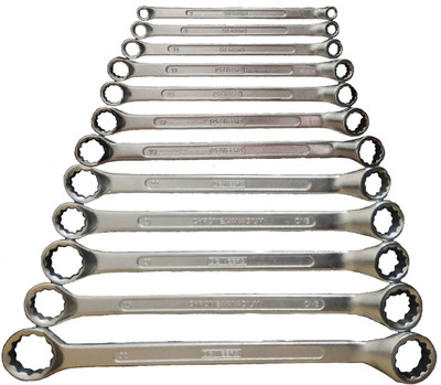 WallVilla Pack of 12 Ring Spanner Shallow Set Wrench Set/Spanner Set Tools kit/Set of 12 Piece/Tools kit for Home use Double Sided Box End Wrench(Pack of 12)