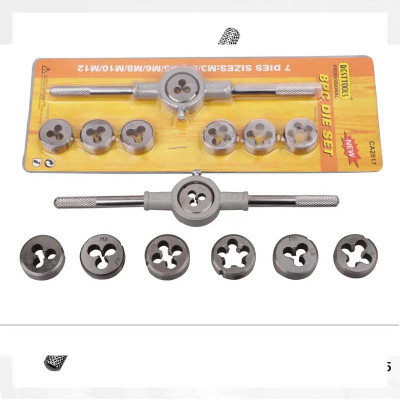 A&S TOOLSHOP 8Pcs Thread Carbon Hand Screw Taps Adjustable Taps Dies Wrench Machine Thread Hot Selling M3 M4 M5 M6 M8 M10 M12 Metric Tap and Die Set Single Sided Speciality(Pack of 8)