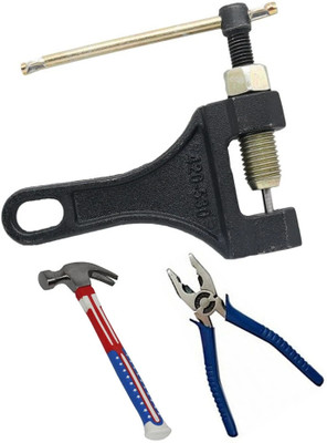 Digital Craft Combo of 3 Items Bicycle Chain Pin Remover Bike Link Breaker Splitter MTB Cycle Repair Tool Bicycle Chain Puller Link Extractor Cycling Repair with Plier 2 & Hammer Single Sided Speciality(Pack of 3)