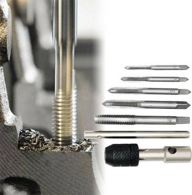A&S TOOLSHOP 6x Thread Tap & Wrench Drill Bit Set Metric 6Pcs Thread Tap & Wrench Drill Bit Set Metric M3 M4 M5 M6 M8 Repair Tool Cutter Single Sided T Type Wrench