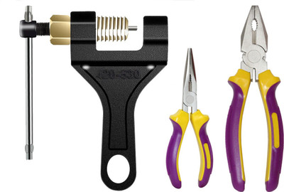 Digital Craft Universal Moto Chain Breaker Splitter Link Removal 420-530 Chain Breaker Link Splitter Pin Remover For Motorcycle, Bike, ATV With 2Pc Plier Set Single Sided Speciality(Pack of 3) Digital Craft Universal Moto Chain Breaker Splitter Link Removal 420-530 Chain Breaker Link Splitter Pin Remover For Motorcycle, Bike, ATV With 2Pc Plier Set Single Sided Speciality(Pack of 3)
