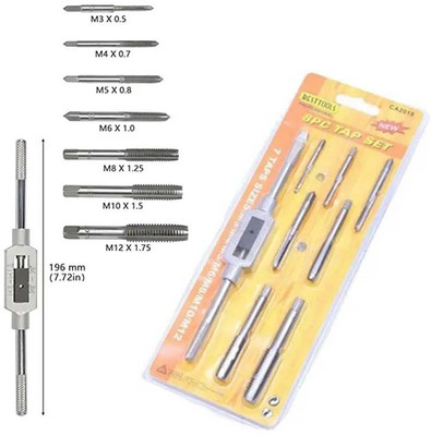 AS TOOL CENTER 8pcs M3~M12 Hand Tap Round Die Tap Wrench Tapping Tools Manufacture Ratchet Die Stock Set Single Sided Speciality(Pack of 1)