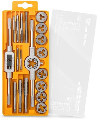 PKT 20pcs Metric Tap and Die Set Thread Tool M3 to M12 Thread Repair Plug Metric Wrench Die Holder Tap and Die Set Single Sided Speciality(Pack of 20)