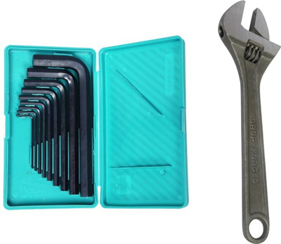 ATC km-9v 9 pc allen key set and 8 inch adjustable spanner heavy duty pack of 2 Double Sided Speed Wrench(Pack of 1)