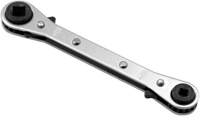ATC ™ 4-in-1 Refrigeration Service Wrench – Durable Steel Ratchet Tool for HVAC, Air Conditioning Double Sided Rachet Wrench(Pack of 1)