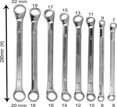 Atrocitus ATC2004 Heavy Duty End Ring Spanner WrenchSet(8pc Set)/REPAIR TOOLKIT(6MM-22MM) ATC2004 Double End Ring Spanner,Anti Corrosion For Personal & Professional Use Double Sided Box End Wrench(Pack of 8)