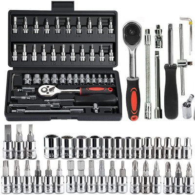IMAGINEA 46 in 1 Pcs Screwdriver Tool Set Kit Wrench Set Multi-Purpose Combination Tool 46 in 1 Pcs Screwdriver Tool Set Kit Wrench Set Multi-Purpose Combination Tool Double Sided Rachet Wrench(Pack of 46)