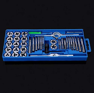 PKT Multifunction Tool Kit 40pcs Hss Screw Thread Straight Taper Bits Tap Die Set For Steel Application Customized Single Sided Speciality(Pack of 40)