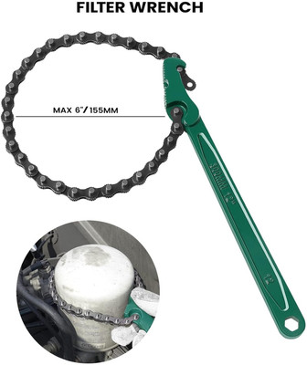 REIOENT HIGH QUALITY 12 Inch Heavy-Duty Ratcheting Chain Wrench WRENCH WITH BELT FOR OIL FILTER Single Sided Open End Wrench(Pack of 1)