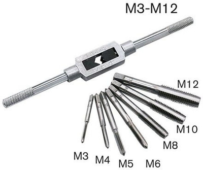 AS TOOL CENTER 7PCS M3-M12 Tap Set Small Tap Twisted Hand Tools Screw efficiency of processing thread, a necessary tool for hand tapping operation Double Sided Combination Wrench(Pack of 7)
