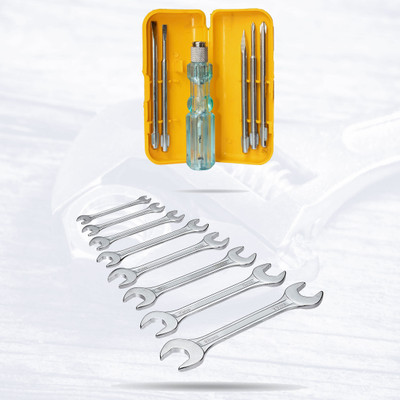 Hillgrove HGCM144M3 5in1 Repair Screw driver Tool Kit Set with 8Pcs Open Ended Wrench Set HGCM144M3 5in1 Repair Screw driver Tool Kit Set with 8Pcs Open Ended Wrench Set Single Sided Open End Wrench(Pack of 14)