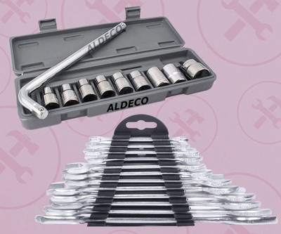 Aldeco 12PC Spanner Set with 10PC Socket set for Automotive and Home Repairs Double Sided Combination Wrench(Pack of 2)