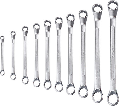 EASTMAN E-2007 -101SD BI-Hexagonal Ring Spanner Shallow Offset CRV Double Sided Box End Wrench(Pack of 10)