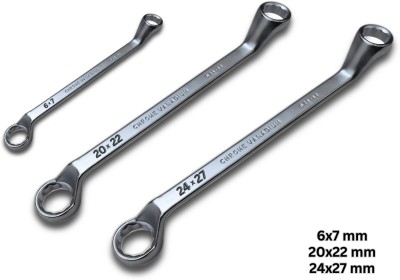 4MECH 6x7_20x22_24x27,Deep Spanner Chrome Vanadium Steel Heavy Duty, Professional Quality Double Sided Combination Wrench(Pack of 3)