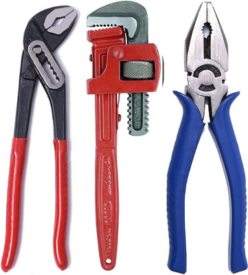 EmmEmm Super Combo of Water Pump Plier, 10 Inch Pipe Wrench and Combination Plier Single Sided Pipe Wrench(Pack of 1)