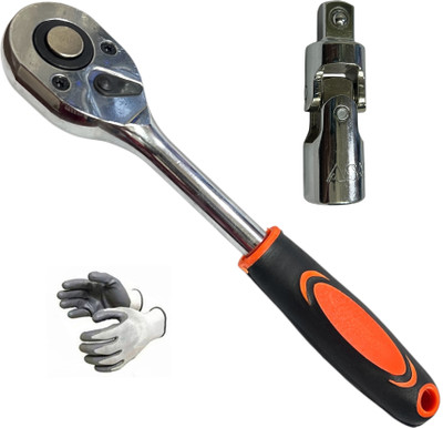 EPITECH MART 1/2 Ratchet Quick Release Socket Handle and 1/2 Inch Universal Joint Anti-slip Hand-grip Head Drive Ratchet Wrench Repair Tools Square Head Spanner Single Sided Rachet Wrench(Pack of 1)