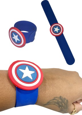 Adorazone Superhero Captain America Slap Wristbands | Kid's Silicon Rakhi Slap Band Boys & Girls(Blue, Pack of 1)