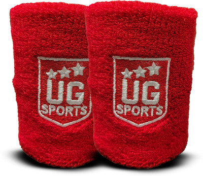 ULTIMATE GOAL Sports Cotton Pair of Sweat Band - Wrist Band for Man & Women (Black, Pack of 2) Men & Women(White, Red, Pack of 1)