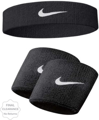 v n traders Head Band & Wrist Band Combo for Gym Workout & All Sports Unisex ( Pack of 2) Men & Women(Black, Pack of 3)