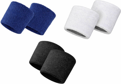 Fitty Cotton Fitness /Sports Wristband For Boys & Girls Boys & Girls(Black, White, Blue, Pack of 6)