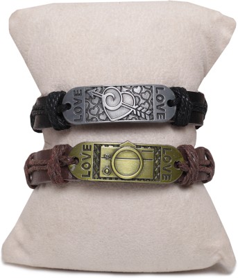 Dee Gee's mart Designers Love Couple Wrist Band for Men & Women Men(Black, Brown, Pack of 2)