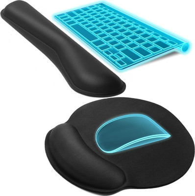 Dhvyant Mart Modern 2-In-1 Keyboard & Mouse For Easy Typing & Pain Relief Memory Foam Computer & Laptop Wrist Rest(Black)