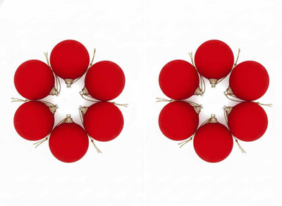 Super Easy Small Red Christmas Tree Hanging Ornaments Balls for Office and Home Decoration Balls Pack of 12