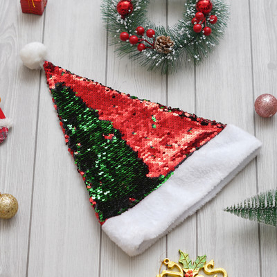 eCraftIndia Flip Sequin Fancy Merry Christmas Hat Santa Claus Christmas Cap Hanging Snow Flake Pack of 1