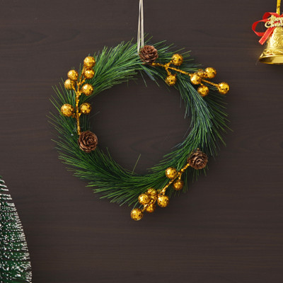 eCraftIndia Merry Christmas Wreath with Balls Flowers Hanging Ornaments Pack of 1