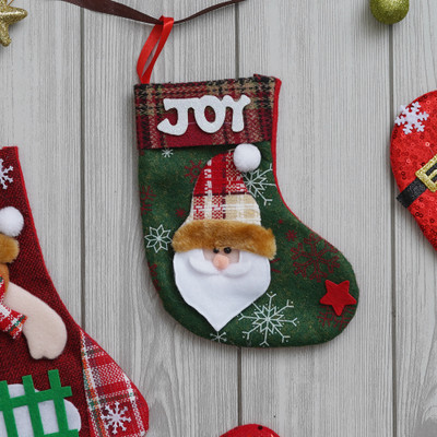 eCraftIndia Merry Christmas Stocking Christmas Tree Teddy Bear Snowflake Design Socks Hanging Ornaments Pack of 1