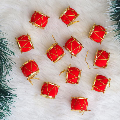 HC VILLA Red & Golden Drums Christmas_1 Hanging Ornaments Pack of 24